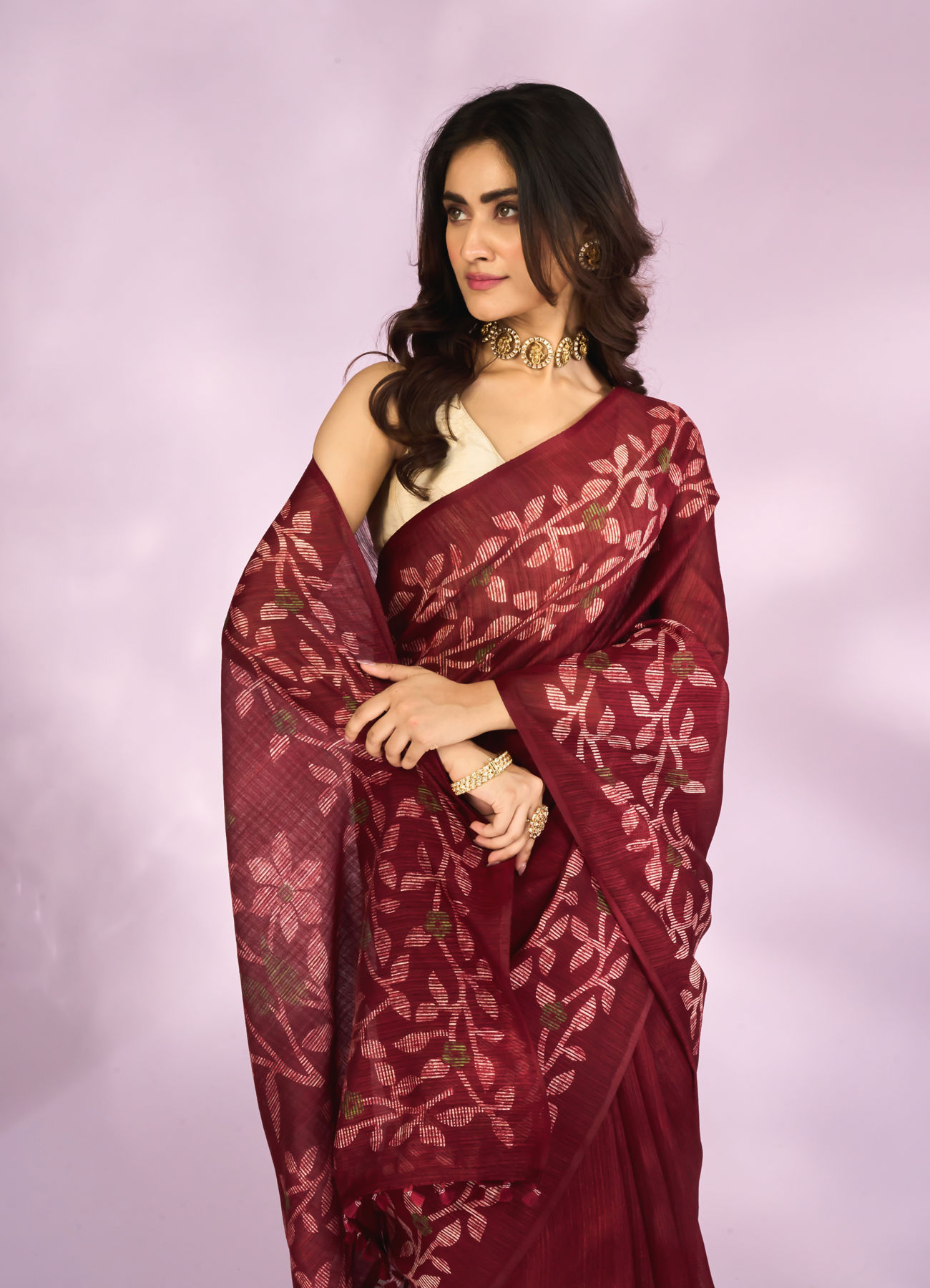 Mohey Women Maroon Majesty Saree