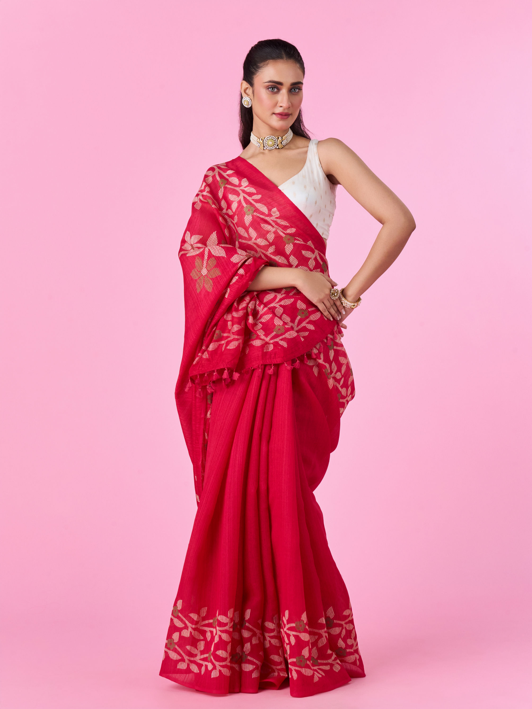 Mohey Women Radiant Pink Gifting Saree