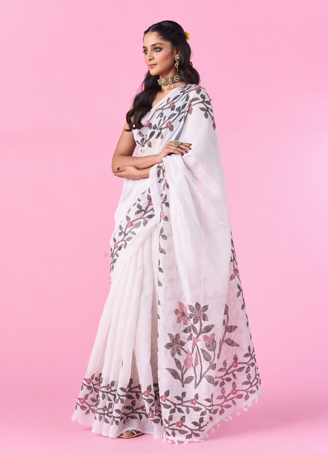 Mohey Women White Elegance Saree