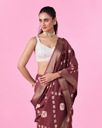 Mohey Women Brown Art Silk Splendor Saree