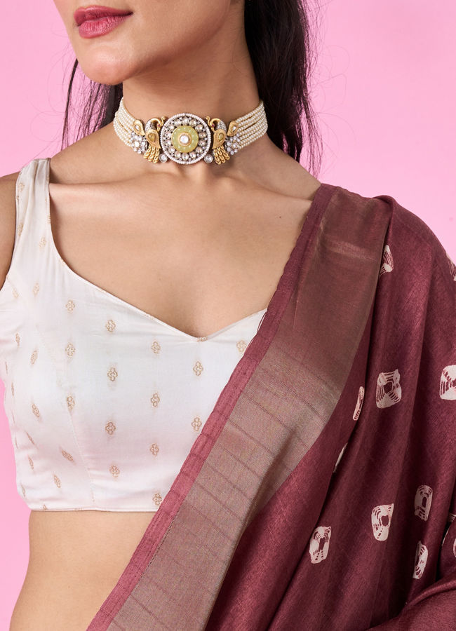 Mohey Women Brown Art Silk Splendor Saree