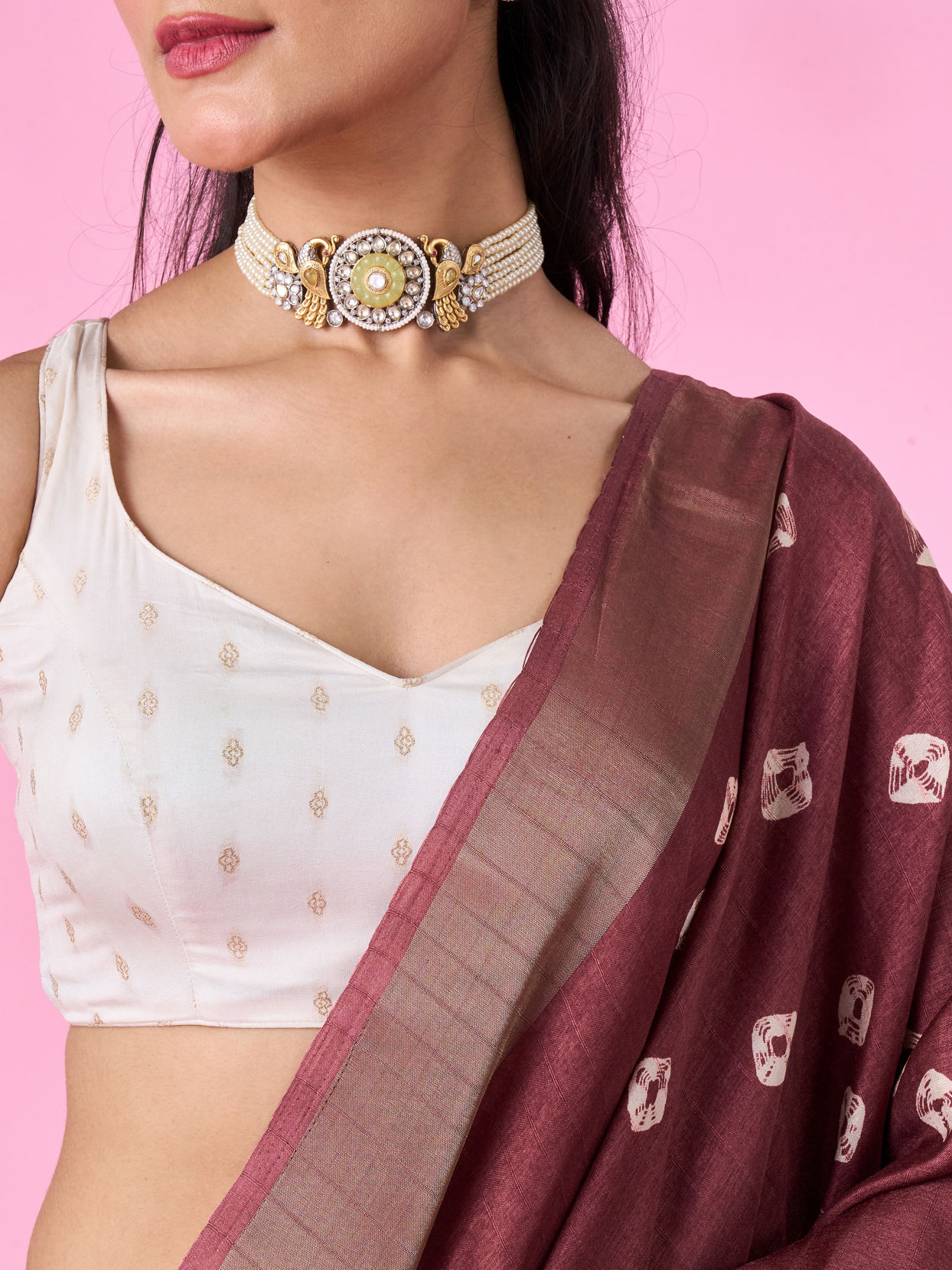 Mohey Women Brown Art Silk Splendor Saree