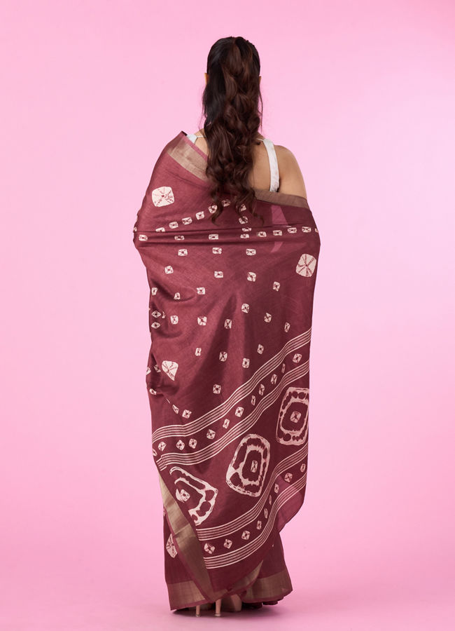 Mohey Women Brown Art Silk Splendor Saree