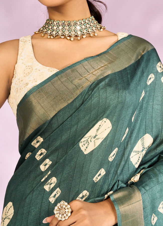 Mohey Women Sea Green Elegance Saree