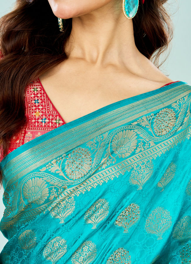 Mohey Women Ravishing Rama Green Saree