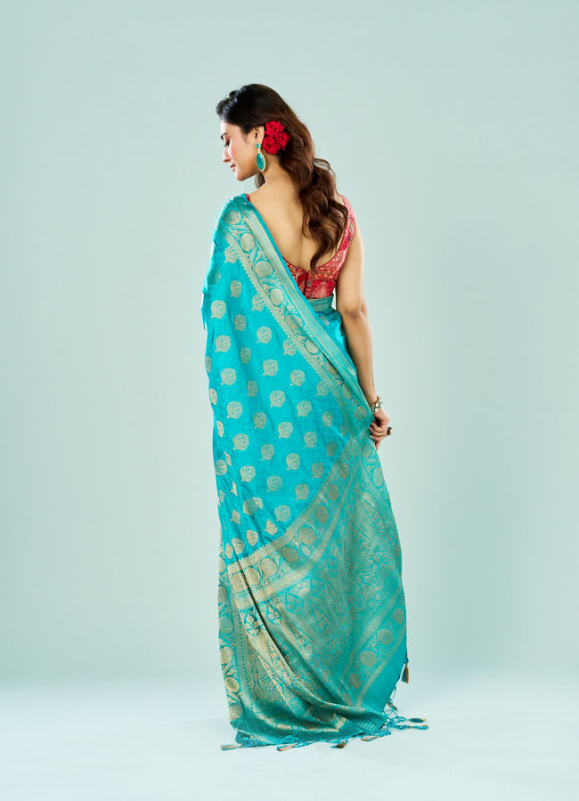 Mohey Women Ravishing Rama Green Saree