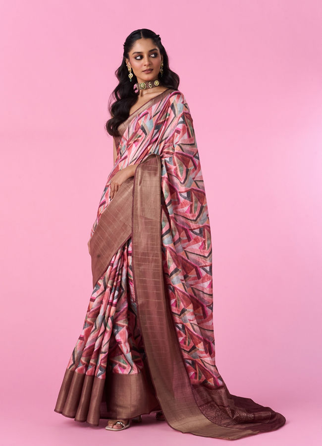 Mohey Women Ravishing Brown Saree Ensemble