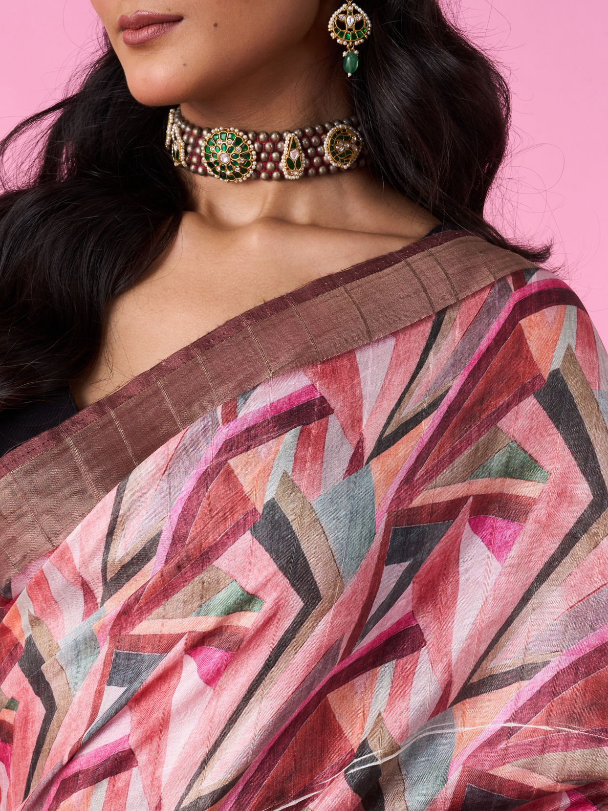 Mohey Women Ravishing Brown Saree Ensemble