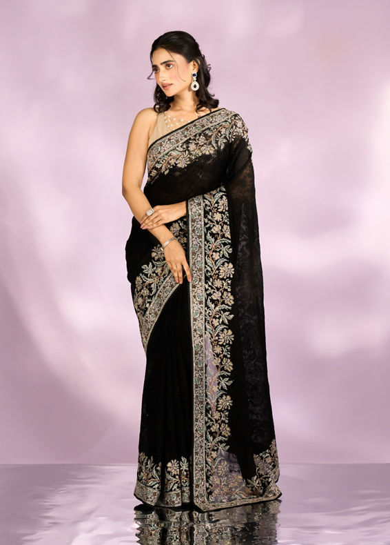 Mohey Women Black Georgette Radiance Saree