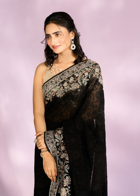 Mohey Women Black Georgette Radiance Saree