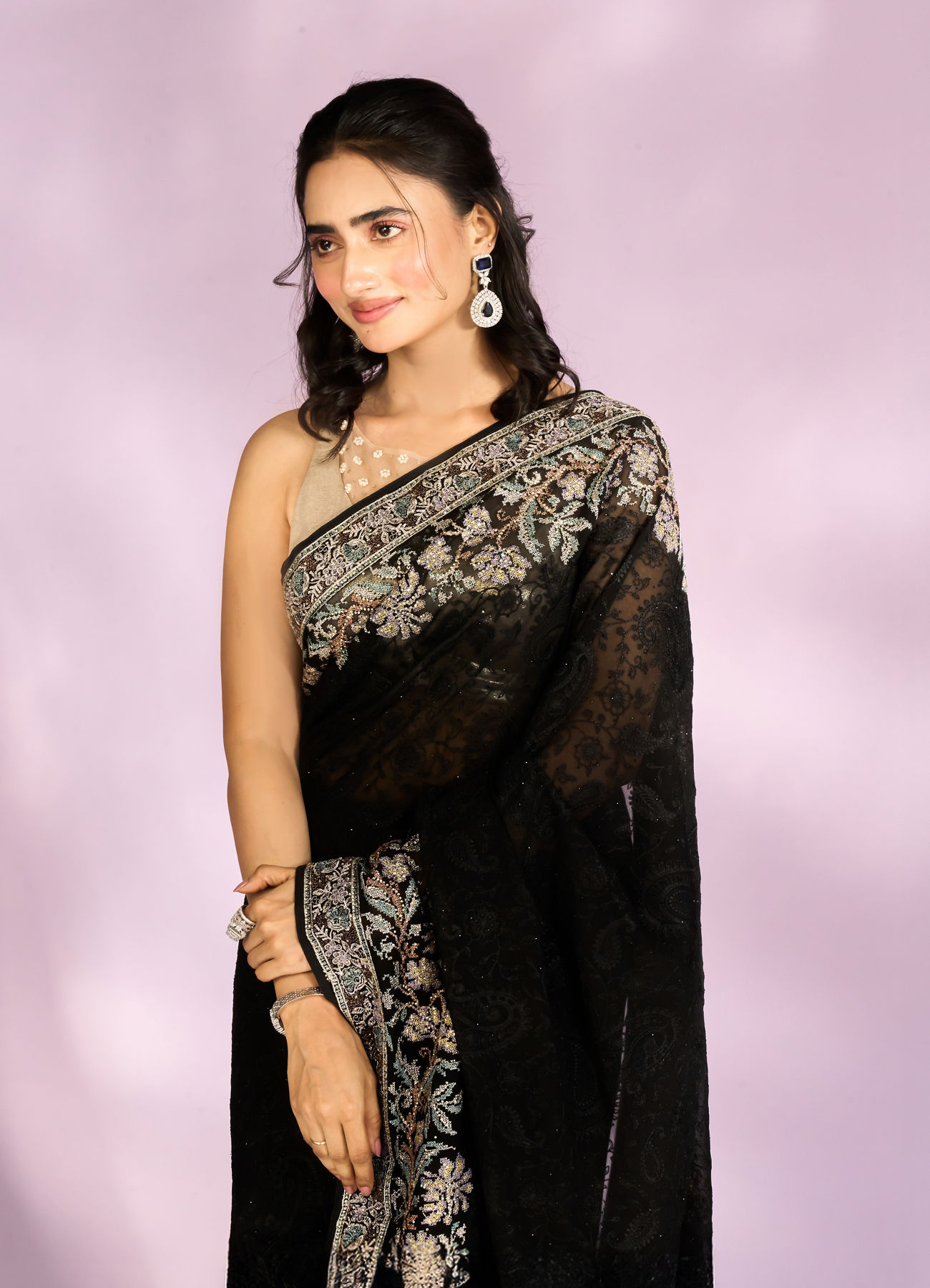Mohey Women Black Georgette Radiance Saree