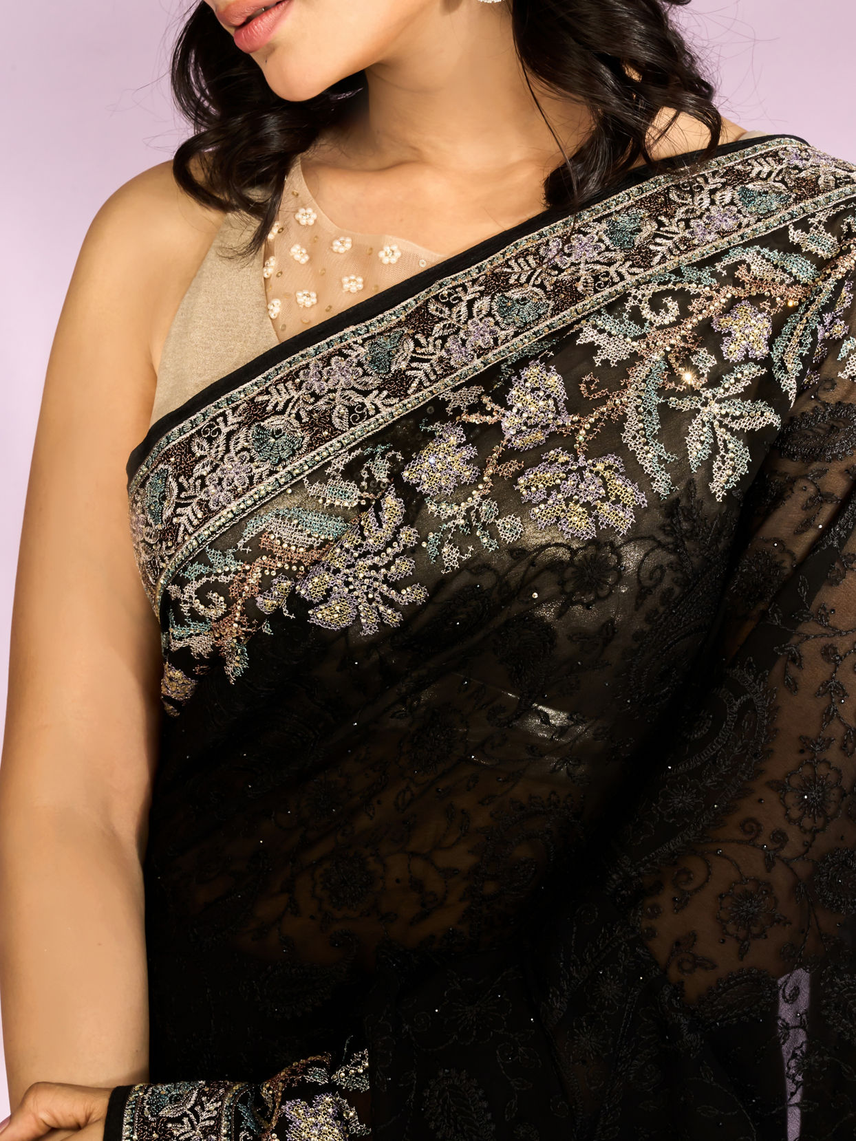 Mohey Women Black Georgette Radiance Saree