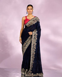 Mohey Women Indigo Blue Elegance Georgette Saree