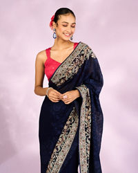 Mohey Women Indigo Blue Elegance Georgette Saree