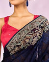 Mohey Women Indigo Blue Elegance Georgette Saree