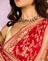 Mohey Women Radiant Red Blossom Bridal Saree