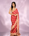 Mohey Women Radiant Red Blossom Bridal Saree