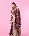Mohey Women Enchanting Wine Silk Bridal Saree
