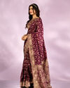 Mohey Women Wine Elegance Bridal Saree