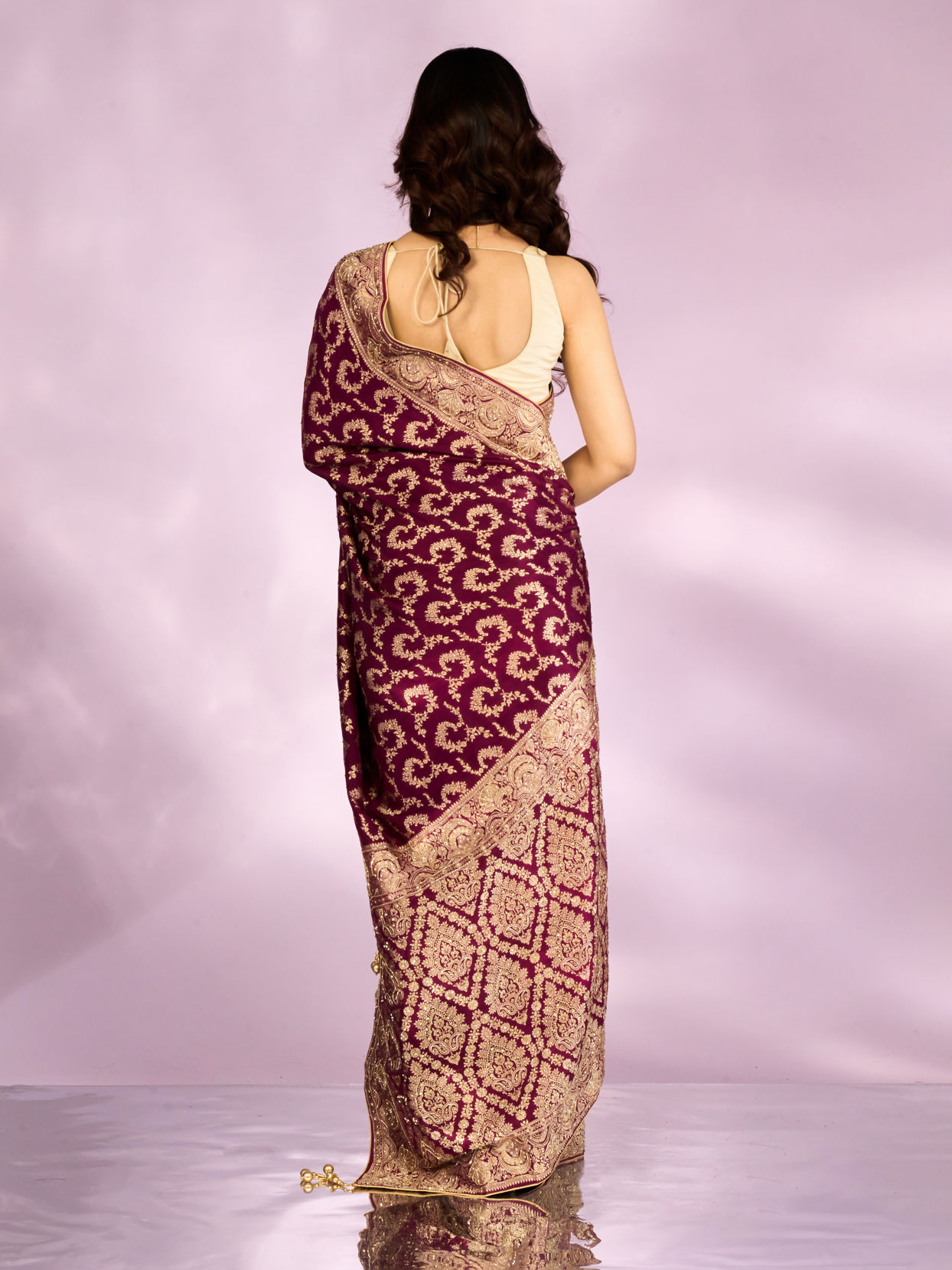 Mohey Women Wine Elegance Bridal Saree