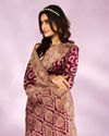 Mohey Women Wine Elegance Bridal Saree