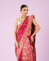 Mohey Women Dazzling Rani Pink Elegance Saree