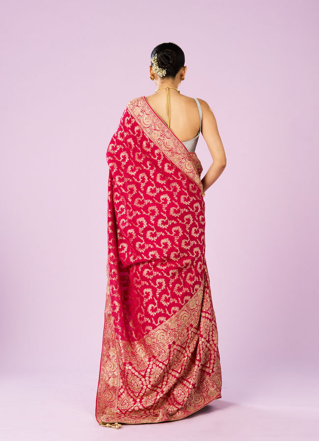 Mohey Women Dazzling Rani Pink Elegance Saree