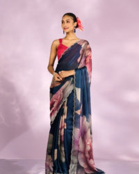 Mohey Women Indigo Blue Elegance Saree