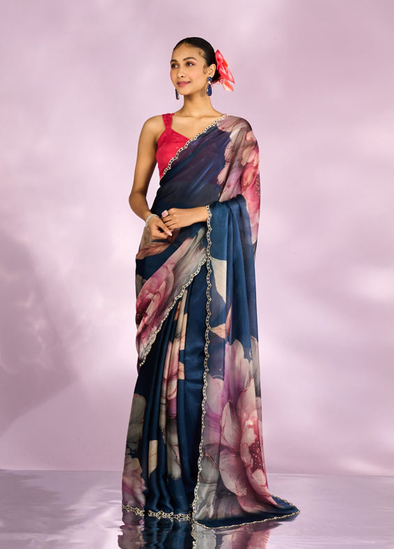 Mohey Women Indigo Blue Elegance Saree