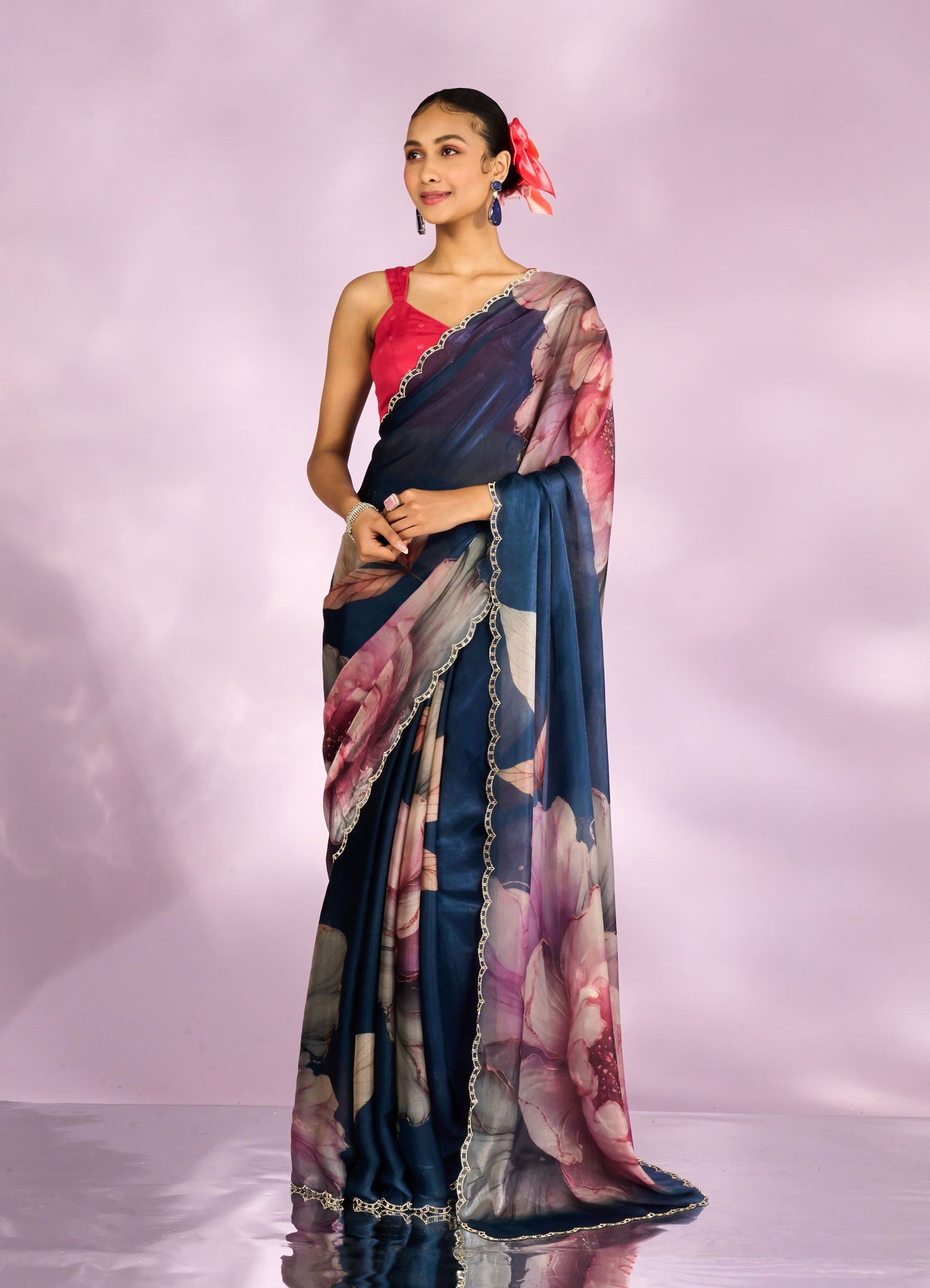 Mohey Women Indigo Blue Elegance Saree