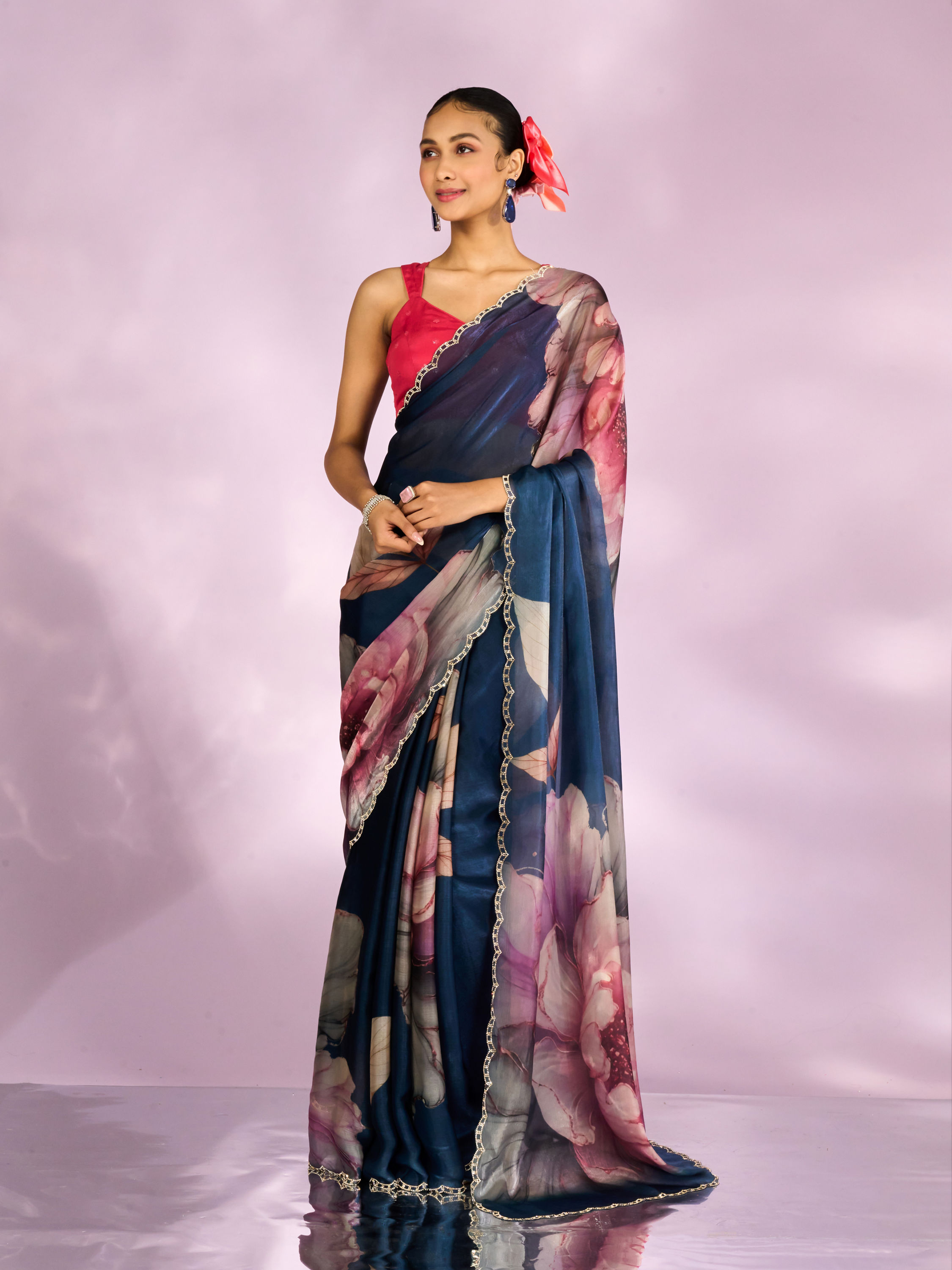 Mohey Women Indigo Blue Elegance Saree
