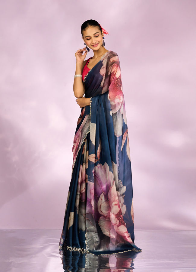Mohey Women Indigo Blue Elegance Saree