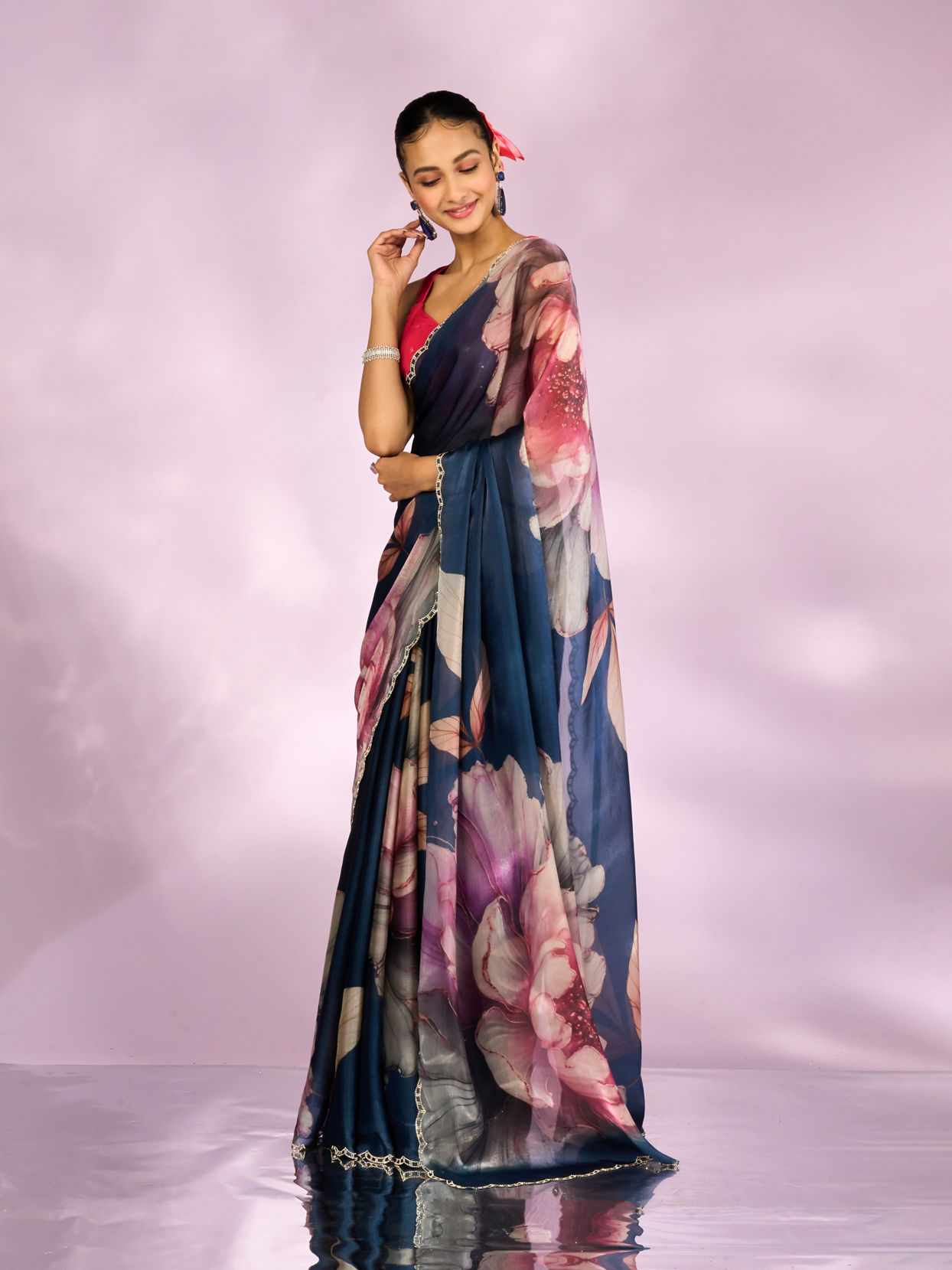 Mohey Women Indigo Blue Elegance Saree