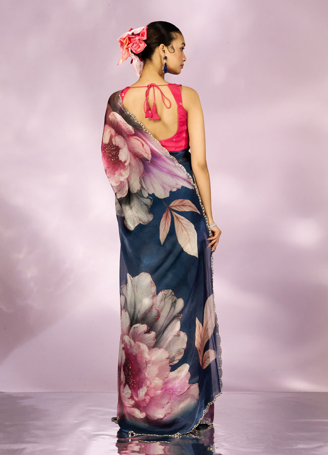 Mohey Women Indigo Blue Elegance Saree