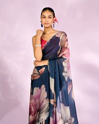 Mohey Women Indigo Blue Elegance Saree
