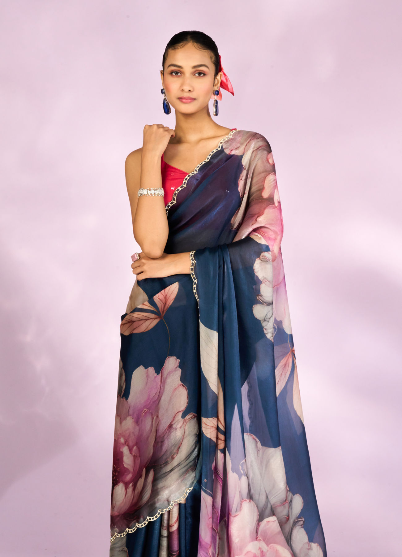 Mohey Women Indigo Blue Elegance Saree