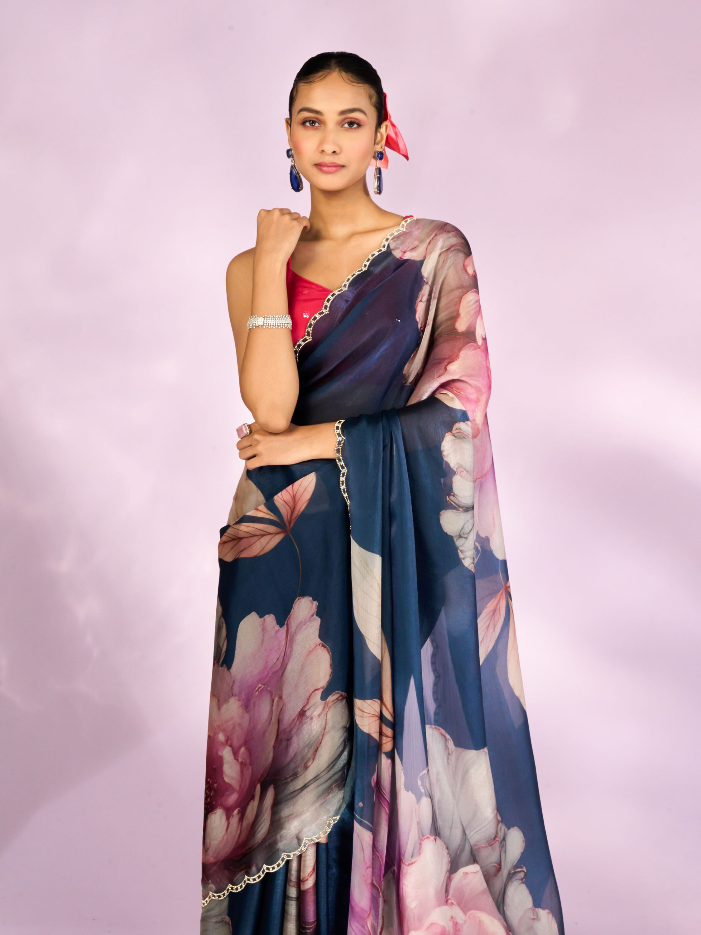 Mohey Women Indigo Blue Elegance Saree