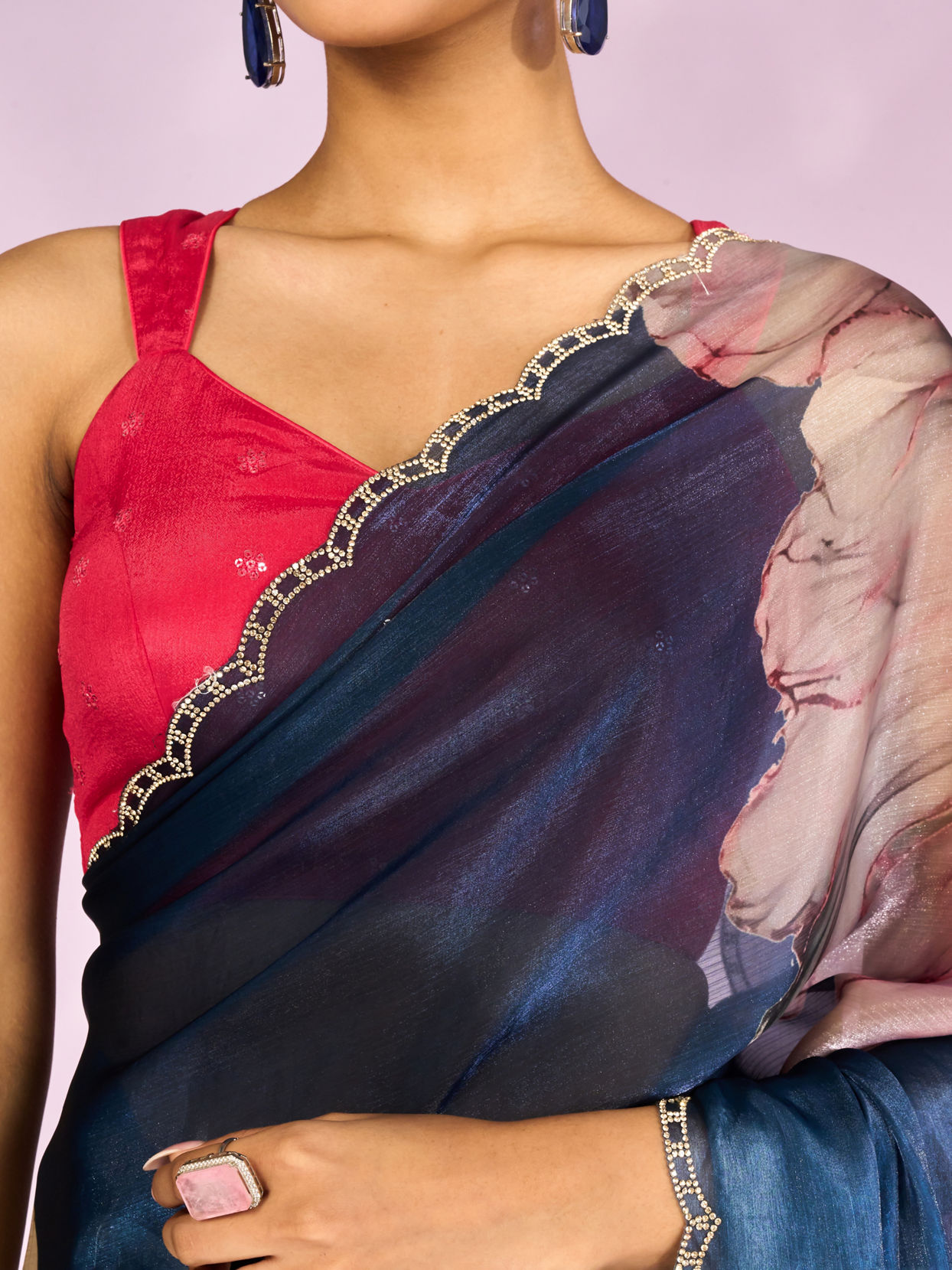 Mohey Women Indigo Blue Elegance Saree