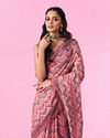 Mohey Women Pink Floral Drape Saree