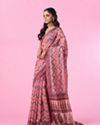 Mohey Women Pink Floral Drape Saree
