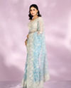 Mohey Women Mesmerizing Light Blue Organza Saree