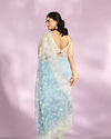 Mohey Women Mesmerizing Light Blue Organza Saree