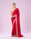 Blossoming Rani Pink Satin Saree