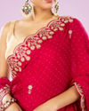 Mohey Women Blossoming Rani Pink Satin Saree