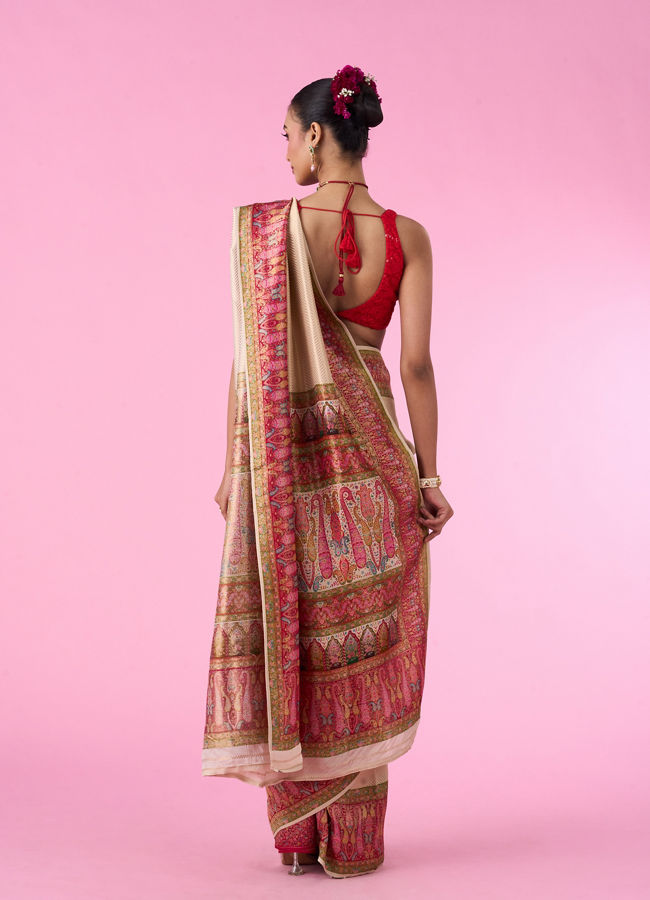 Mohey Women Elegant Cream Banarasi Saree