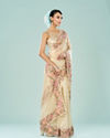 Mohey Women Cream Dream Organza Saree