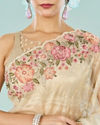 Mohey Women Cream Dream Organza Saree