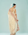 Mohey Women Cream Dream Organza Saree
