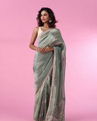 Mohey Women Sea Green Party Wear Saree