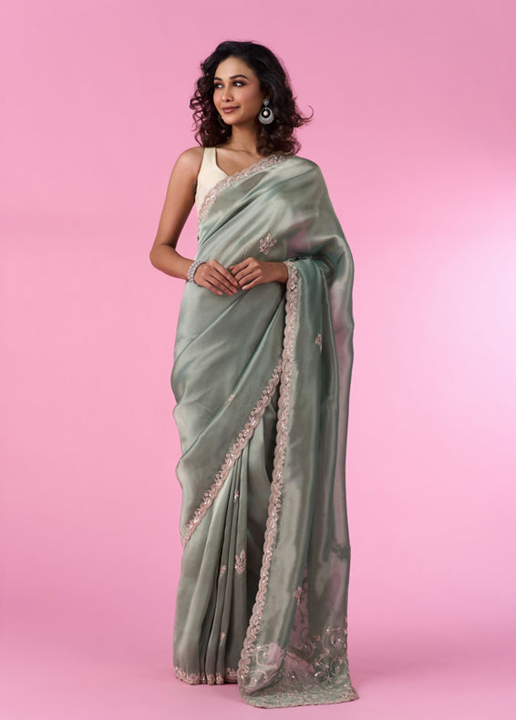 Mohey Women Sea Green Party Wear Saree